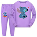 Pikkukuva 1 / 2: Disney Stitch -pyjamasetti lapsille, piirretty T-paita ja housut 2-osainen pyjama 9-14v, pojat tytöt yöasu Pj lahja (13-14 vuotta violetti)