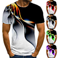 Miniatyrbillede 2 af 5: Fianao Mænds T-shirt med Ørnprint Kontrastfarve O-hals Fritid Sommer Top til Daglig Brug (M Sort)