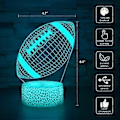 Miniatyrbillede 4 af 5: 7 Farver 3D Illusion Lys Lampe Automatisk Gradvist Skiftende 3D Natlys | Hjem Værelse Dekoration Bordlampe | Julegave Fødselsdag (Fodbold Led Lys)