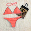 Miniatyrbild 4 av 5: Bikini Baddräkt för Kvinnor Triangel String Halter Tvådelad Baddräkt Set