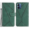 Miniatyrbillede 1 af 5: Til Motorola Moto G14 4G Læder Trykt Linje Telefon Case Anti-fald Tegnebog Stativ Cover (Style E)