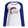 Miniatyrbilde 1 av 4: hmwy-dame jule nisse trykk t-skjorte bluse basic topp tee shirt (4XL Blå)