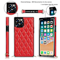 Miniatyrbillede 2 af 5: Case til iPhone 14 med Kæde PU Læder Datura Diamantgitter (Rød)