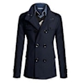 Miniatyrbillede 1 af 3: Mænds Trenchcoat Dobbeltbrystet Yderbeklædning Vinterjakke Formel Frakke (2XL Blå)