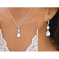 Miniatyrbild 1 av 5: Lyxig Mode 925 Sterling Silver Vit Kristall Kvinnliga Örhängen Halsband Set Smycke Bröllop Brud Prinsessa Kärlek Smycken ( )