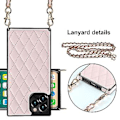 Miniatyrbild 1 av 5: iPhone 14-fodral med kedja i PU-läder Datura Diamond Lattice (Rosa)