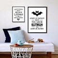 Miniatyrbillede 1 af 3: Wekity Sort/Hvid Superman Væghængt Canvas Print Poster, Enkel Mode Sort/Hvid Kunsttegning Dekoration til Hjemmet Stue Soveværelse Kontor, Chi