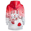 Miniatyrbillede 2 af 3: Dame Jul Snemand Print Langærmet Hætte Casual Sweatshirt Pullover Top -NMAOV(XL Rød)