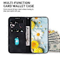 Miniatyrbillede 3 af 5: For iPhone 15 Plus Trykt Lily Blomst Etui Stødsikkert PU Læder Tegnebog Stativ Skal (Stil A)