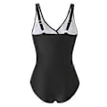 Miniatyrbillede 3 af 4: Plus Size Dame Gradient/Ensfarvet Heldragt Badedragt Sommer Strand Monokini Bodysuit Badetøj (2XL Sort)