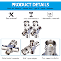 Miniatyrbild 2 av 5: 2-pack BNC-hane till 3 BNC-hona T-typ RF-koaxialkontakter 4 W