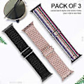 Pikkukuva 2 / 2: Joustavat Nylon Solo Loop -rannekkeet yhteensopivat Apple Watch 42mm/44mm/45mm:n kanssa, ranneke iWatch Series 7/6/5/4/3/2/1 SE:lle, 3 kpl Y 42 Musta/Vaaleanpunainen/Pride