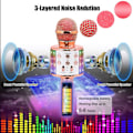 Miniatyrbillede 4 af 5: 1 stk. Rose Gold Karaoke Trådløs Mikrofon med Dansende LED-lys