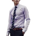 Miniatyrbillede 1 af 5: Fianao Fashion Mænds Ensfarvet Langærmet Skjorte med Knapper Slank Formel Business Top (L Lys Lilla)