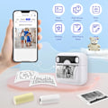 Miniatyrbillede 2 af 5: Mini bærbar termisk printer, BT trådløs Bluetooth øjeblikkelig blækfri printer med 6 papirruller, Pri