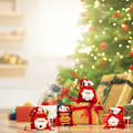 Miniatyrbillede 3 af 5: Julepose med snøre 4-pak Xmas 3D Design Stof Gaveposer A