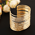 Miniatyrbilde 2 av 4: Mote-Bangle for Kvinner med Flere Lag Metalltråder, Åpen Bangle, Bred Mansjett