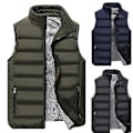 Miniatyrbilde 4 av 5: Fianao Plus Size Herre Mote Vinter Ermeløs Rutete Fôr Kort Varmt Ned Veste (XL Vinrød)