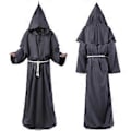 Pikkukuva 2 / 3: Halloween Keskiaikainen munkki asu kaapu munkki velho pappi cosplay asu (XL harmaa)