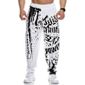 Miniatyrbild 1 av 5: Män Sweatpants Elastisk Midja Tryckt Lös Snabbtorkande Casual Bodybuilding Joggingbyxor för Löpning (2XL Vit)