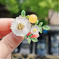 Miniatyrbillede 4 af 5: Mode Marguerit Blomst Broche Grønt Blad Solsikke Revers Nål Badge Dame Smykker til Bryllupper og Aftenfester