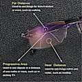 Miniatyrbillede 4 af 5: Rimless Anti Blåt Lys Progressive Multifokale Læsebriller Computer Briller (Styrke 1.00)