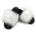 Miniatyrbillede 1 af 2: Flerfarvede Dame Faux Fur Slides, Åben Tå Søde Fur Slippers, Komfortable Fur Sandaler Med Fluffy Fur (STØRRELSE 36-37 1)