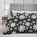Miniatyrbillede 4 af 4: Vinter Snefnug Sort Dækken Super Blødt Varmt Fire Sæsoner Julepynt Ulddækken Til Seng Stol Bil Sofa Soveværelse 152,4 cm X 127,7 cm