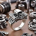 Miniatyrbillede 4 af 5: Håndlavet V8 Motor Ring, Sjov Miniature V8 Motor Design, V8 Motorblok Ring (10)