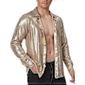 Pikkukuva 4 / 5: Miesten disco-paidat, kiiltävä pitkähihainen paita (3XL samppanja)