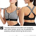 Miniatyrbillede 3 af 5: Dame High Impact Sports BH Frontlynlås Plus Størrelse Polstret Yoga Push Up Vest (5XL sort)