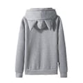 Miniatyrbillede 2 af 3: Herre Casual Ensfarvet Pullover Hættetrøje med Katteører, Fleece og Lomme (L Grå)