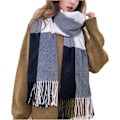 Miniatyrbillede 1 af 5: Dametøjsscarf Langt Sjal Vinter Tyk Varmt Strikket Stort Tartan Sjal