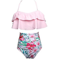 Miniatyrbillede 4 af 4: Pige Bikini Sæt To Dele Ruffle Falbala Badetøj Badetøj-e( Pink)