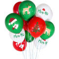 Miniatyrbilde 1 av 5: 50 stk. juleballonger i latex, røde, grønne og hvite ballonger for jul