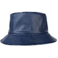 Miniatyrbillede 1 af 5: Unisex Mode Bucket Hat PU Læder Regnhat Vandtæt (sort) (mørkeblå)