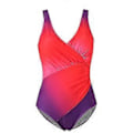 Miniatyrbilde 2 av 4: Plus Size Dame Gradient/ensfarget Hel Badedrakt Sommer Strand Monokini Bodysuit Badeklær (4XL Gradient Purple)