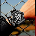 Miniatyrbillede 2 af 3: Dobbeltsidet Hul Ikke-Mekanisk Ur Tourbillon Ur Herre Carbon Fiber (Sort)