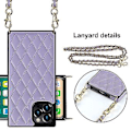 Miniatyrbild 1 av 5: iPhone 14-fodral med kedja i PU-läder Datura Diamond Lattice (Lila)