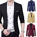 Miniatyrbillede 2 af 5: Fianao Herre Slank Formel Business Suit Jakke En Knap Lapel Langærmet Lommer Top (L Blå)