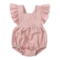 Miniatyrbild 1 av 5: Babykläder Flicka Baby Sparkdräkt Volang Ärmlös Jumpsuit Heldräkt Enfärgad Bodysuit Sommar Babykläder Flicka Rosa 90(90 Rosa)