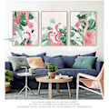Miniatyrbild 1 av 5: Wekity Flamingos i naturen väggkonst canvas print poster, enkel mode akvarellkonst ritning dekoration för hem vardagsrum sovrum kontor och barn