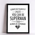 Miniatyrbillede 2 af 3: Wekity Sort/Hvid Superman Væghængt Canvas Print Poster, Enkel Mode Sort/Hvid Kunsttegning Dekoration til Hjemmet Stue Soveværelse Kontor, Chi