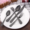 Miniatyrbillede 5 af 5: 5-delt sølvtøjssæt, satinfinish rustfrit stål bestiksæt, sæt