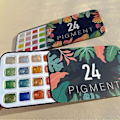Miniatyrbillede 4 af 5: 24 Farver Skinnende Solid Akvarelfarve Sæt Charmerende Skinnende Tegnefarve til Kalligrafi (Kombination 2)