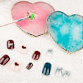 Miniatyrbilde 5 av 5: 2 stk Harpiks Neglekunst Palette, Neglekunst Maling Blandet Fargepaletter Gullkant Negleholder Neglekunst Visningsbrett (Rosa, Blå)