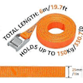 Pikkukuva 2 / 5: Kiinnitysvöiden sarja, 4 kpl, pituus 6 m, leveys 25 mm, kiinnityskyky 150 kg, DIN EN 12195-2 -standardin mukainen - Oranssi