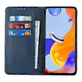 Miniatyrbilde 2 av 5: For Xiaomi Redmi Note 11 Pro Etui Kalveskinnstekstur 3 Kortlommer Fargesammenføyning Lærtelefondeksel (Stil B)