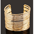 Miniatyrbilde 1 av 4: Mote-Bangle for Kvinner med Flere Lag Metalltråder, Åpen Bangle, Bred Mansjett