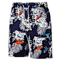 Miniatyrbillede 2 af 3: Herre Hawaiiskjorte og shorts sæt 2 dele Knap ned blomstret stranddragt Tropisk tøj (2XL Navy blå)
